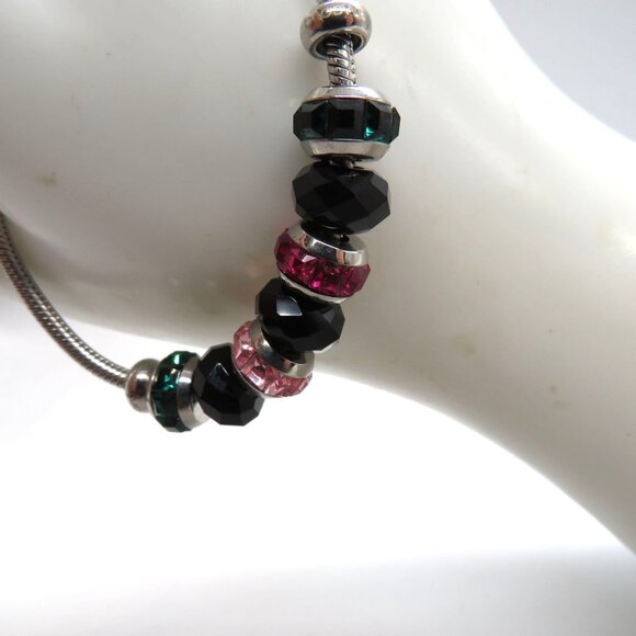 Brosway Bracelet Silver Tone Faceted Multi Color Beads Black Pink Green - Picture 8 of 16